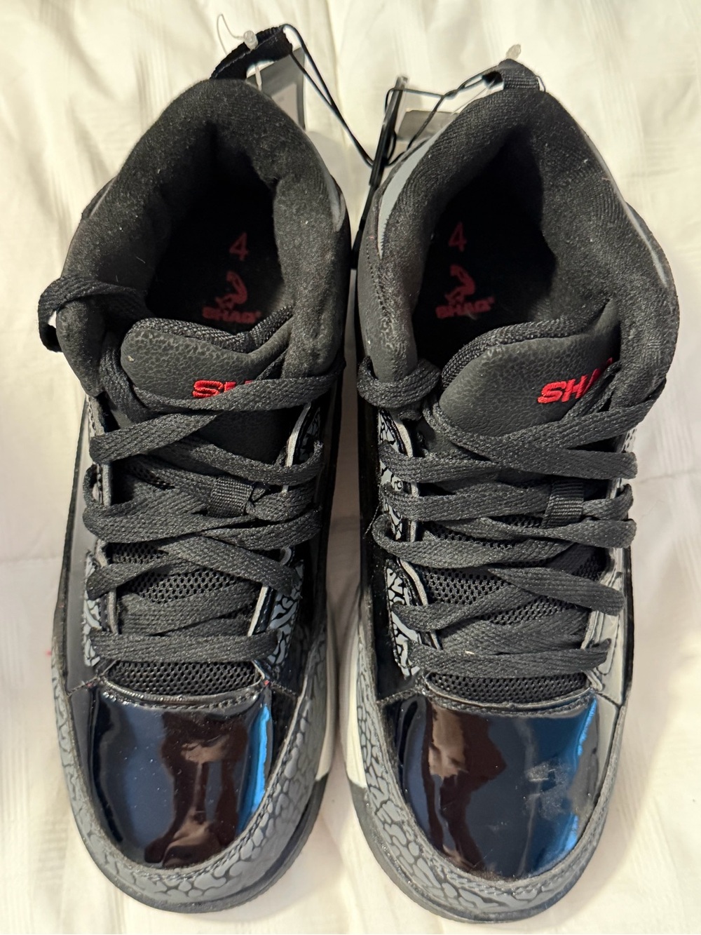 Kids Black Sneakers with Red Accents - SHAQ 4s